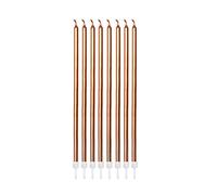 Anniversary House Pack of 16 Extra Tall Slim Birthday Cake Candles with Holders, Metallic Gold, 18 Centimeters, Strong and Sturdy, AHC213