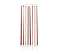 Anniversary House Pack of 16 Extra Tall Slim Birthday Cake Candles with Holders, Metallic Rose Gold, 18 Centimeters, Strong and Sturdy, AHC211