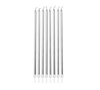 Anniversary House Pack of 16 Extra Tall Slim Birthday Cake Candles with Holders, Metallic Silver, 18 Centimeters, Strong and Sturdy, AHC212