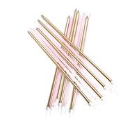 Anniversary House Pack of 16 Extra Tall Slim Birthday Cake Candles with Holders, Pastel Pink and Metallic Gold Mix, 18 Centimeters, Strong and Sturdy, AHC214