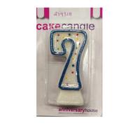 Anniversary House Polka Dot 7Th Birthday Candle Blue (One Size)