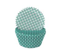 Anniversary House Polka Dot Gingham Muffin And Cupcake Cases (Pack Of 75) Fresh Mint (One Size)