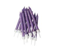 Anniversary House Purple Glitter Birthday Candles Set of 12 - with Holders 7.5cm - Premium Cake Toppers for Birthday Decorations, Anniversary & Celebration - Elegant Birthday Candle Pack