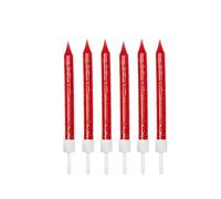 Anniversary House Red Glitter Birthday Candles Set of 12 - with Holders 7.5cm - Premium Cake Toppers for Birthday Decorations, Anniversary & Celebration - Elegant Birthday Candle Pack