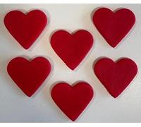 Anniversary House Red Sugar craft Heart Toppers - Valentines Edible Cake Decorations for Cupcakes, Birthday Cakes, Anniversaries & Celebrations - Pack of 6