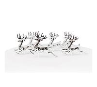 Anniversary House Reindeer Cake Decoration Picks - Silver Plastic Non-Edible Decorations for Celebration and Christmas Cakes