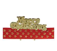 Anniversary House Shimmering Stars 1M Cake Ribbon and Merry Christmas Cake Topper Kit, Red and Gold Christmas Cake Decorations Traditional, BX324