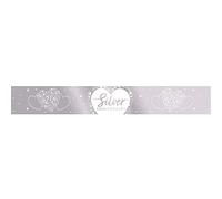 Anniversary House Silver 25th Anniversary Foil Banner |Silver and White Print Happy 25th Anniversary | Silver Anniversary Party Decorations | 9ft Foil Banner| J054