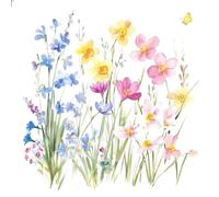 Anniversary House Spring Floral Flowerbed Lunch Napkins, 3-Ply Paper Table Napkins, 33 x 33 cm Disposable Napkins for Easter and Spring Table Decorations, Pack of 20