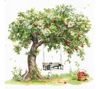 Anniversary House Tiflair Feline Cats by The Apple Tree in Summer Design Luxury Napkins 3ply Pack of 20, PJ344526