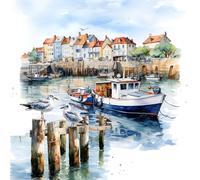 Anniversary House Tiflair Fishing Village Port Scene Design Luxury Napkins 3ply Pack of 20, PJ370090