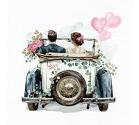 Anniversary House Tiflair Journey into Happiness Wedding Car Design Luxury Napkins 3ply Pack of 20, PJ378522