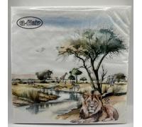 Anniversary House Tiflair Lion Safari Lunch Napkins 3 ply Pack of 20 Paper Serviettes, Tabletop, Decoupage