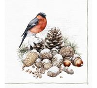Anniversary House Tiflair Luxury Christmas Napkins - 3-Ply Paper Lunch Napkins Festive Bullfinch and Pine Design - Thick, Festive Disposable Serviettes for Table Décor - 20 Pack PJ303609