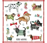 Anniversary House Tiflair Luxury Christmas Napkins - 3-Ply Paper Lunch Napkins with Christmas Dogs Design - Thick, Strong, Festive Disposable Serviettes for Festive Table Décor - 20 Pack