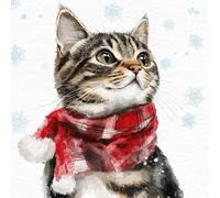 Anniversary House Tiflair Luxury Christmas Napkins - 3-Ply Paper Lunch Napkins with Festive Cat Design - Thick, Strong, Festive Disposable Serviettes for Christmas Table Décor - 20 Pack PJ310746