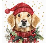 Anniversary House Tiflair Luxury Christmas Napkins - 3-Ply Paper Lunch Napkins with Festive Dogs Design - Thick, Strong, Festive Disposable Serviettes for Christmas Table Décor - 20 Pack PJ310748