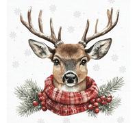 Anniversary House Tiflair Luxury Christmas Napkins - 3-Ply Paper Lunch Napkins with Festive Stag Design - Thick, Strong, Festive Disposable Serviettes for Christmas Table Décor - 20 Pack PJ312005