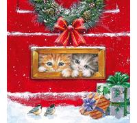 Anniversary House Tiflair Luxury Christmas Napkins - 3-Ply Paper Lunch Napkins with Letterbox Design - Thick, Strong, Festive Disposable Serviettes for Christmas Table Décor - 20 Pack