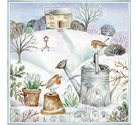 Anniversary House Tiflair Luxury Christmas Napkins - 3-Ply Paper Lunch Napkins with Robins on Watering Can Design - Thick, Strong, Festive Disposable Serviettes for Christmas Table Décor - 20 Pack