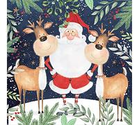 Anniversary House Tiflair Luxury Christmas Napkins, Santa & Funny Reindeer Design, Thick and Strong Paper Lunch Napkins 3 ply, Multi-Coloured PJ303550
