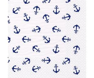 Anniversary House Tiflair Luxury Napkins, Nautical Anchor Blue and White Design, Thick and Strong Lunch Napkins 3 ply, PJ370435
