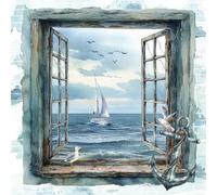 Anniversary House Tiflair Nautical Sea View Design Luxury Napkins 3ply Pack of 20, PJ370240