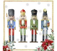 Anniversary House Tiflair Quartet of Nutcrackers Lunch Napkins 3 ply Pack of 20 33 x 33 cm, Paper Napkins for Christmas and decoupage