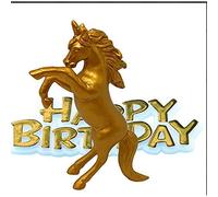Anniversary House Unicorn Resin Cake Topper & Gold Happy Birthday Motto, 5.5 x 8cm (2.2 x 3.1")