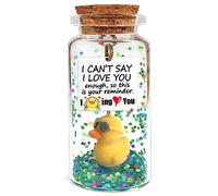 Anniversary I Love You Cute Duck Decor Gift, Romantic Message in a Bottle Present, Funny Valentines Birthday Decorations Gifts for Boyfriend Husband Him Her Wife Girlfriend Couples