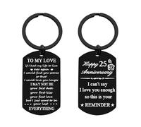 Anniversary Keychain Gifts for Him Her Valentine's Day Gifts Happy Wedding Anniversary for Husband Wife Romantic Gifts for Boyfriend Girlfriend (25th Anniversary Keychain)