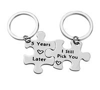 Anniversary Keyring for Her Him 5 Years Later I Still Pick You Matching Couple Keyring Set Wedding Anniversary Keychain Couple Keyring for Husband Wife Valentines Day Gift for Boyfriend