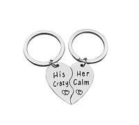 Anniversary Keyring Gifts for Boyfriend Girlfriend Husband Wife His Crazy Her Calm Keyring Set Christmas Birthday Gifts Valentines Day Gifts Couple Keyring Gifts for Him and Her