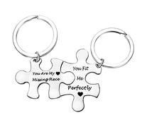 Anniversary Keyring Gifts for Boyfriend Girlfriend Husband Wife Valentines Day Gifts for Couple You are My Missing Piece You Fit Me Perfectly Keyring Set Christmas Birthday Gifts for Him