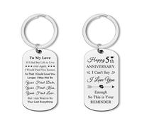 Anniversary Keyring Gifts for Him Her 5 Year Anniversary Keyring for Men Women 5th Anniversary Wedding Gifts for Husband Wife Couple Anniversary Keychain Christmas Birthday Valentines Day Gifts