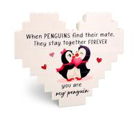 Anniversary Lov Gifts For Him Her, Building Block Penguin Plaque, Valentines I Love You Gifts For Him, Christmas Birthday Gifts For Him Wife Husband Couples Boyfriend Girlfriend
