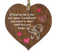 Anniversary Love Gifts Romantic Gifts For Him, Love You Longer Wooden Heart Sign Plaque, Dark Wood Hearts Sign, Christmas Valentines Day Birthday, I Love You Gifts For Her