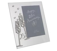 Anniversary Mirror Frame 4" x 6" Flute/Crystal 25th *(36/24)