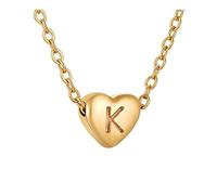 Anniversary Pendant 26 Initial Heart Shape Alphabet Necklace For Women Stainless Steel Necklaces For Women A Z 26 Alphabet Initial Gold Necklaces Girls (K, One Size)