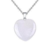 Anniversary Pendant Natural Stone Crystal Amethyst Powder Crystal Pendant Peach Shaped Gem Necklace (A, One Size)
