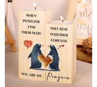Anniversary Penguin Gifts for Her Him, Valentine's Day Candle Holder, Wedding Present for Couple, Romantic Birthday Gift for Girlfriend, Boyfriend, Wife, Husband