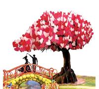 Anniversary Pop Up Card, 3D Love Tree Hearts with Couple, Wedding Anniversary Card for Wife, Husband, Couple, Love Card for Her, Him, Ideal Gift for Wedding, Anniversary, Valentines, Romantic Birthday