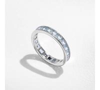 Anniversary Ring Band for Women, 925 Silver Eternity Wedding Bands Engraved with Cubic Zirconia for Her Size N 1/2
