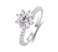 Anniversary Ring, Pretty Rings 2ct 8 Claws Solitaire Round Moissanite 14K White Gold Size R 1/2