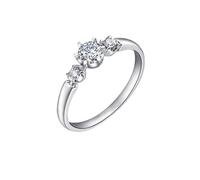 Anniversary Ring, Silver Rings for Women Cute with 0.37Ct Diamond 18K White Gold Size Q 1/2