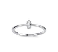 Anniversary Ring Sterling Silver Wedding Band S925 1.1mm Cubic-Zirconia Small Double Stone Size P 1/2 Gifts for Ladies Mother Popular