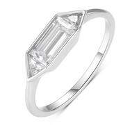 Anniversary Rings, Cute Rings for Women Geometric White Gold with Rectangular Shape 1.4ct Moissanite Platinum 950 Size L 1/2