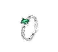 Anniversary Rings for Women, Silver Rings for Women Cute with Created Emerald 14K White Gold Size M 1/2