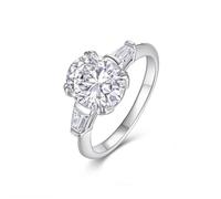 Anniversary Rings, Funny Engagement Ring Ring with 4 Claws Oval Shape Moissanite 0.75ct Silver 18K White Gold Size I 1/2