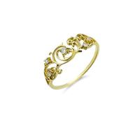 Anniversary Rings, Womens Rings Dainty Vintage Rose Flower with Diamond Gold 14K Yellow Gold Size S 1/2